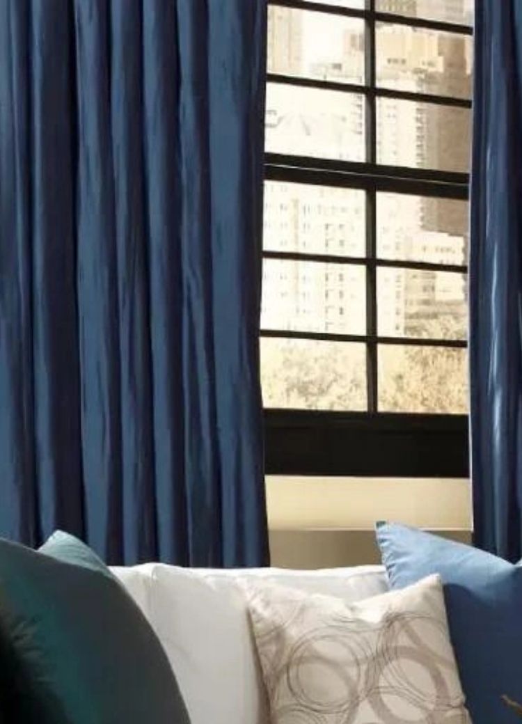 Hunter Douglas blue drapes from Floorscapes in Albuquerque, NM