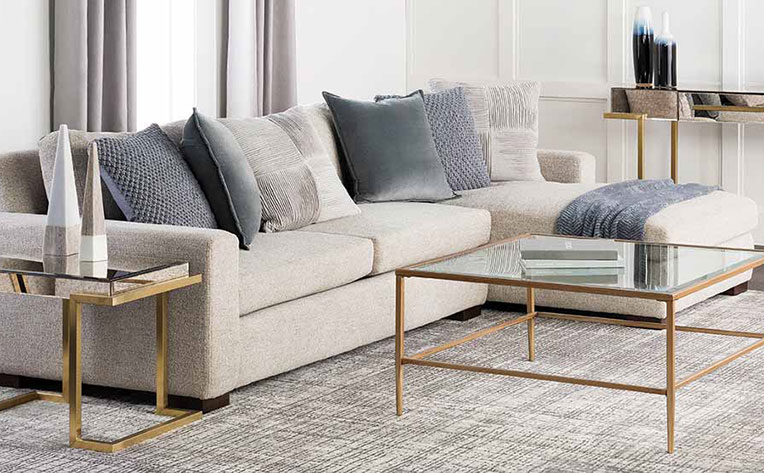Living room with a beachy color palette